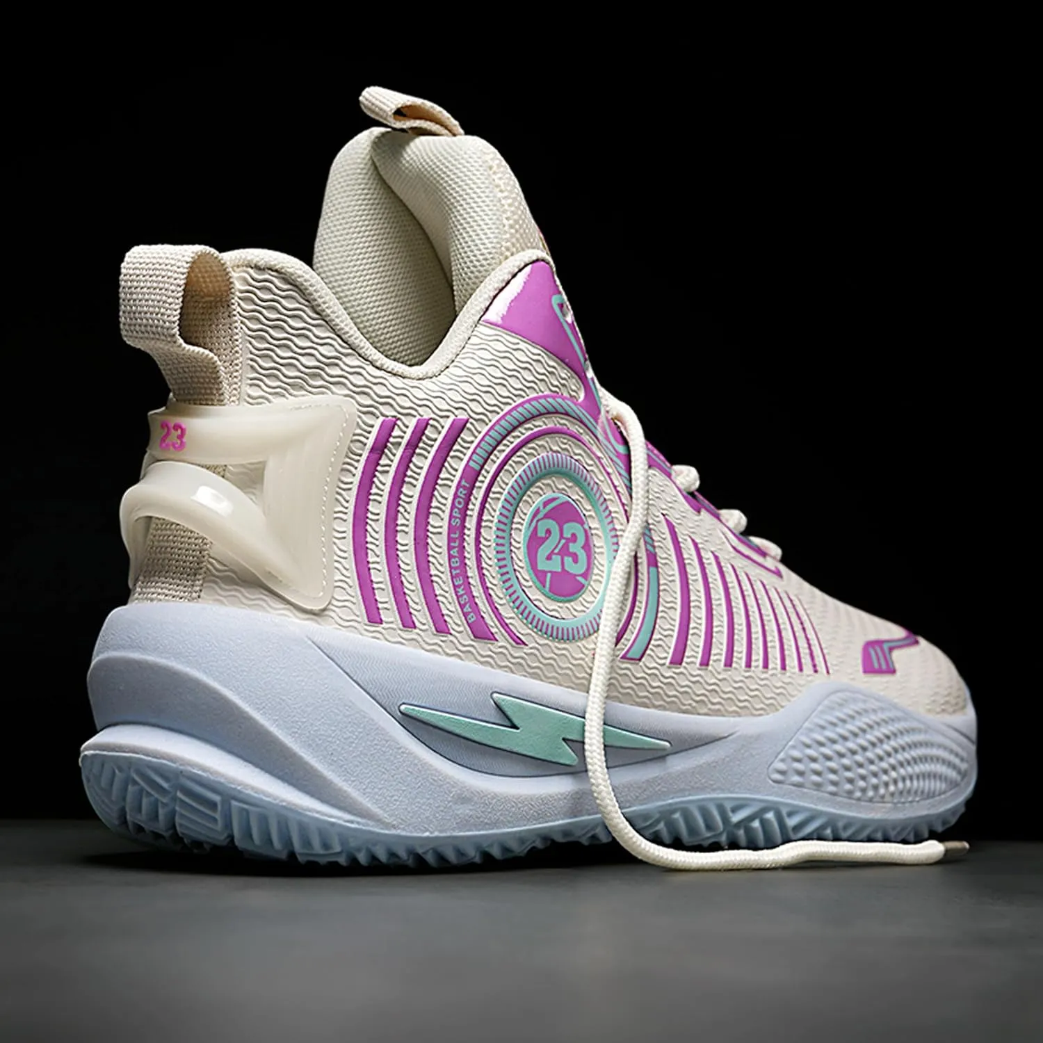 Men's High-Top Basketball ShoesWear-Resistant and Anti-Slip Soles Running Shoes Graffiti Design Fashionable Sports Shoes