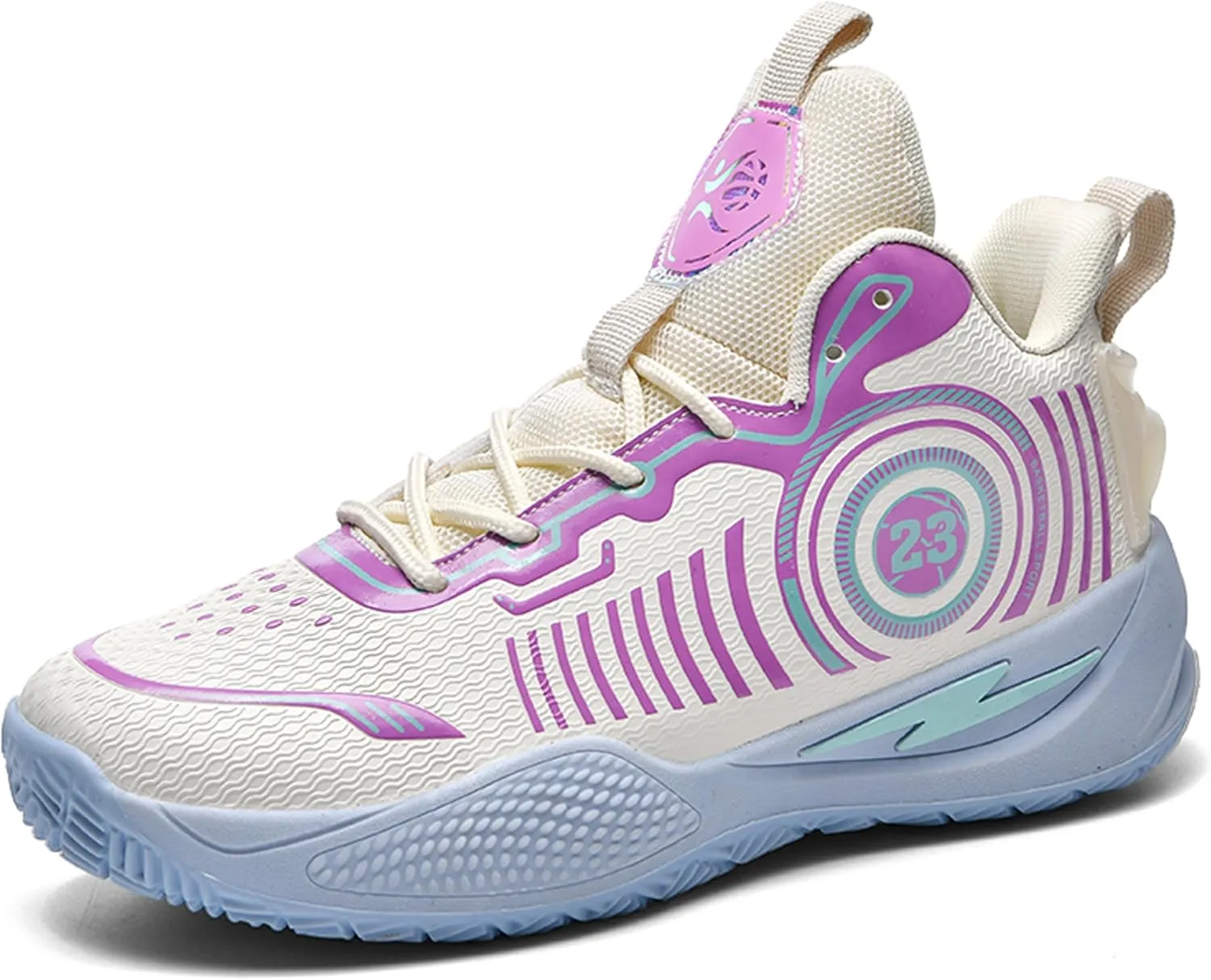 Men's High-Top Basketball ShoesWear-Resistant and Anti-Slip Soles Running Shoes Graffiti Design Fashionable Sports Shoes