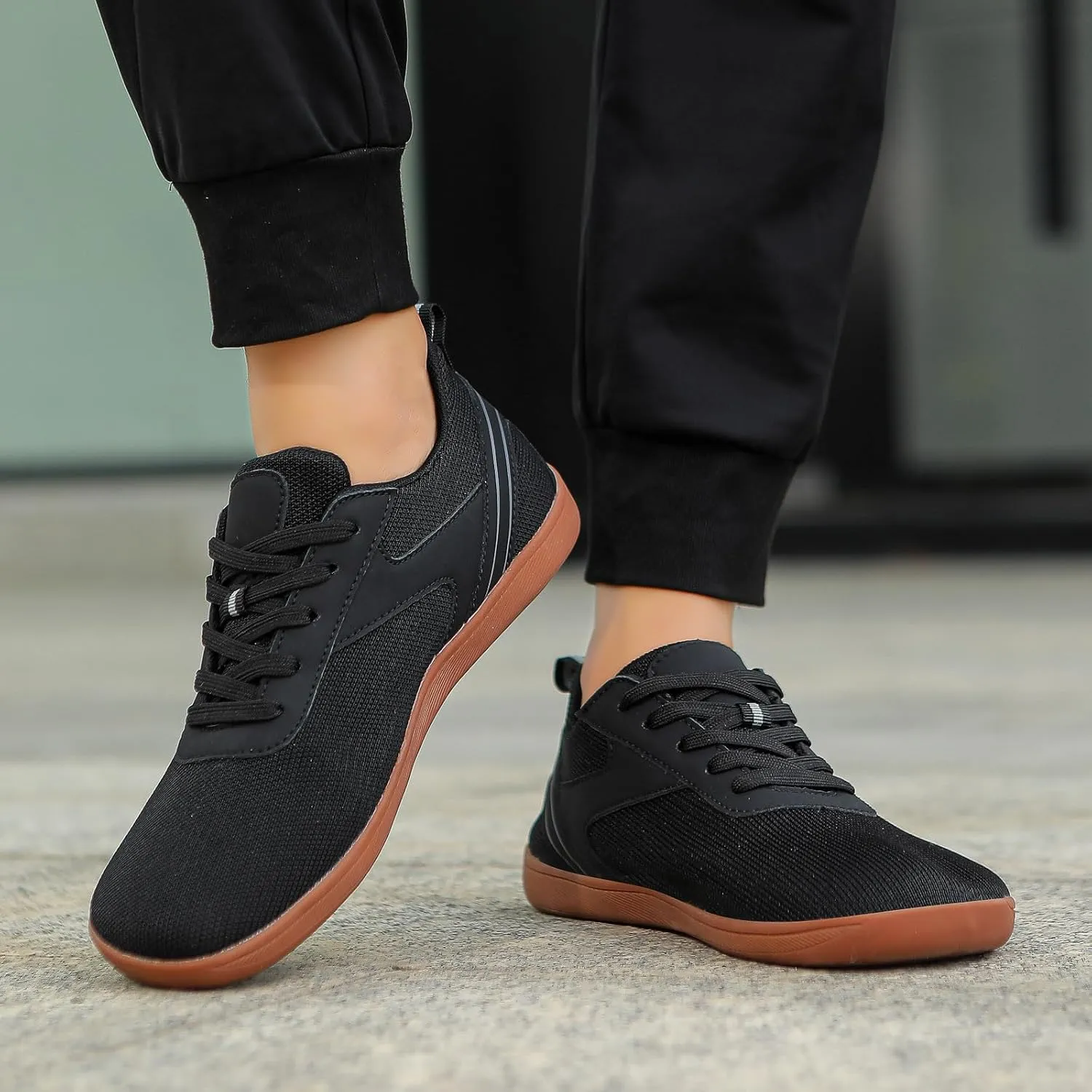 Men's Lace Up Memory Foam Sneakers Comfortable Breathable Stretch Canvas Slip on Sneaker Comfort Jogging Shoes