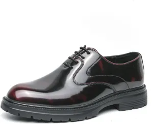 Men's Leather Dress Platform Oxford Shoes Classic Round Toe Lace Up Comfort Non Slip Casual Derby Shoes for Business Office Wedding