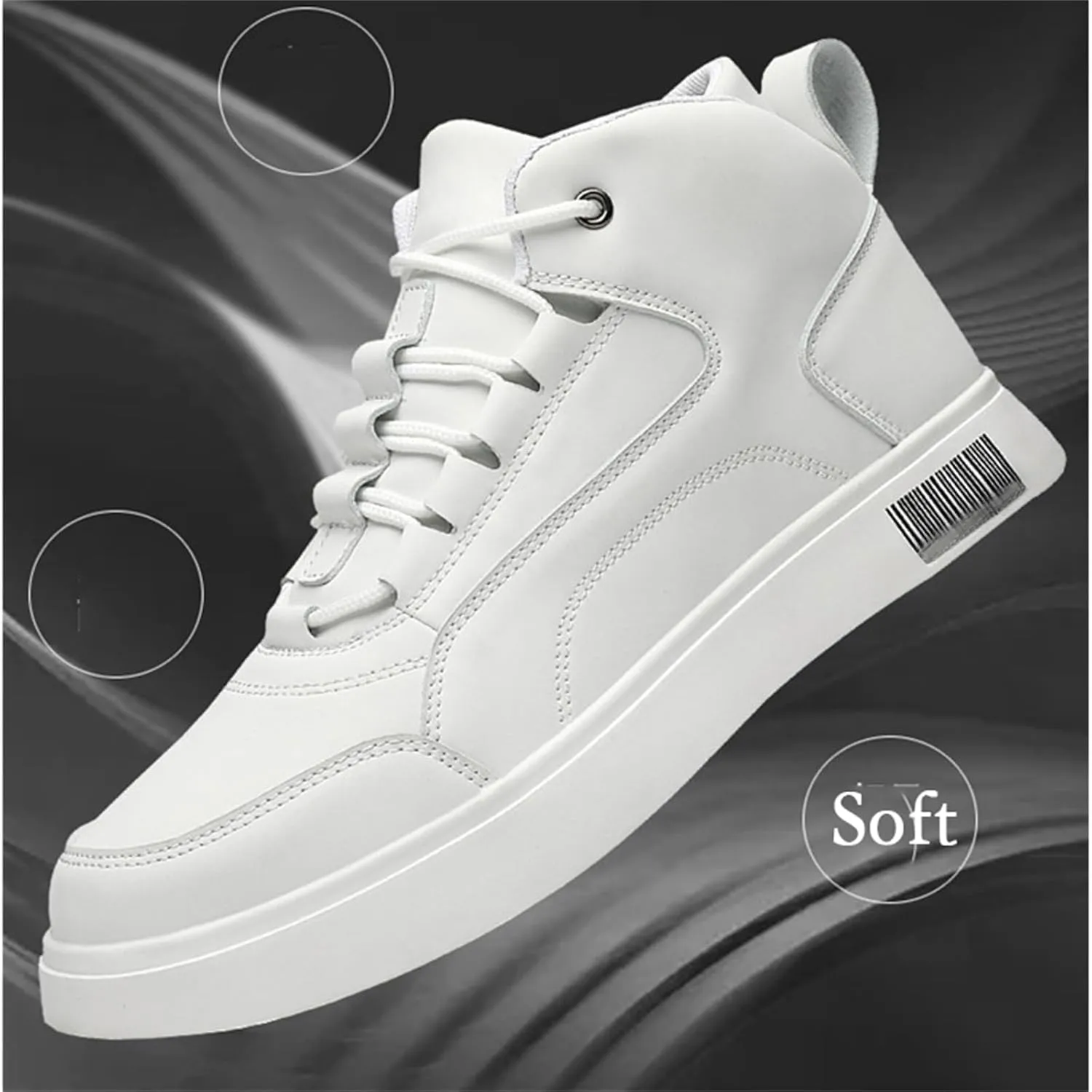 Men's Leather High Top Lace Up Fashion Sneakers Casual Non-Slip Flat Ankle Boots Comfort Walking Travel Shoes