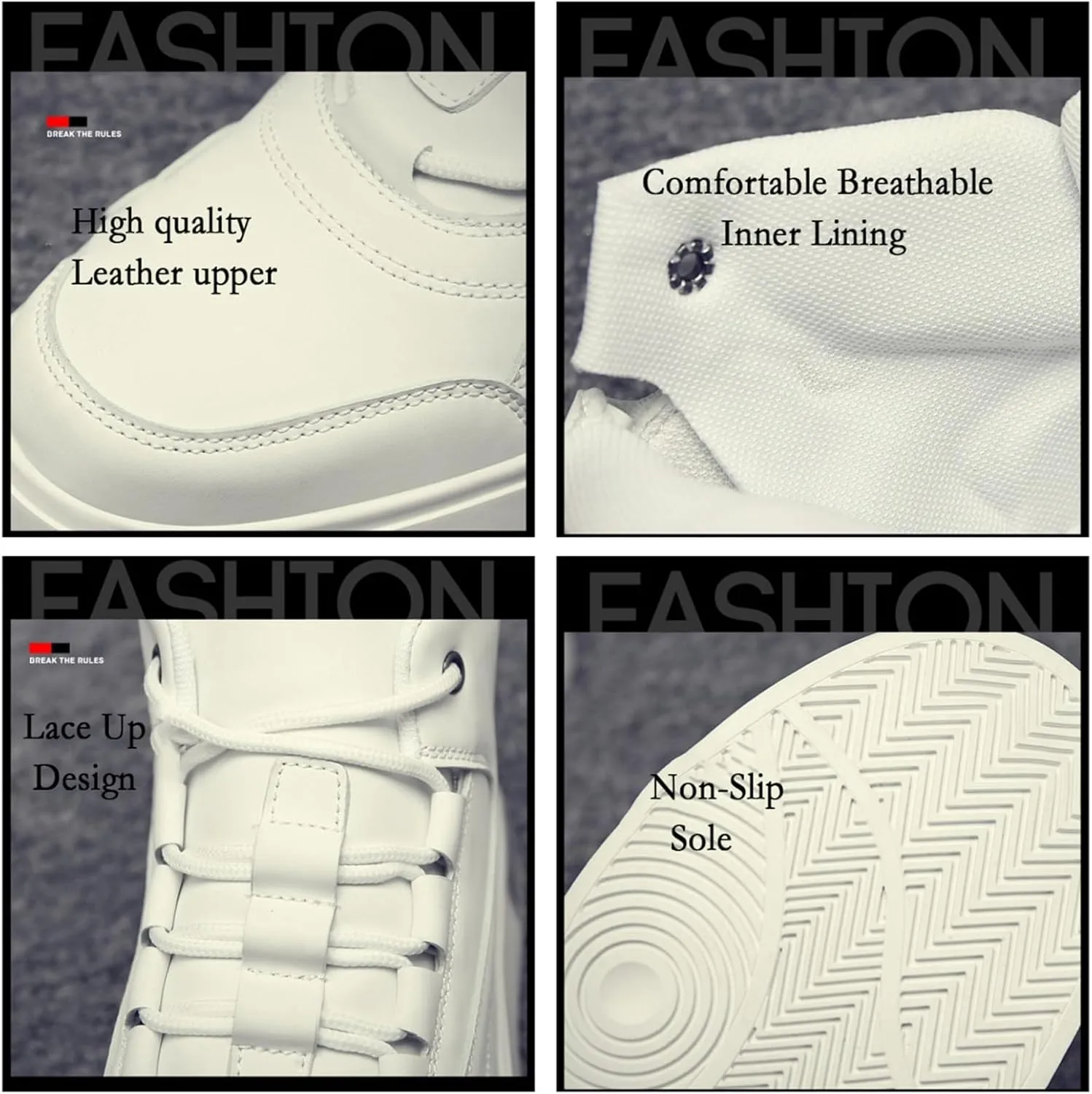 Men's Leather High Top Lace Up Fashion Sneakers Casual Non-Slip Flat Ankle Boots Comfort Walking Travel Shoes