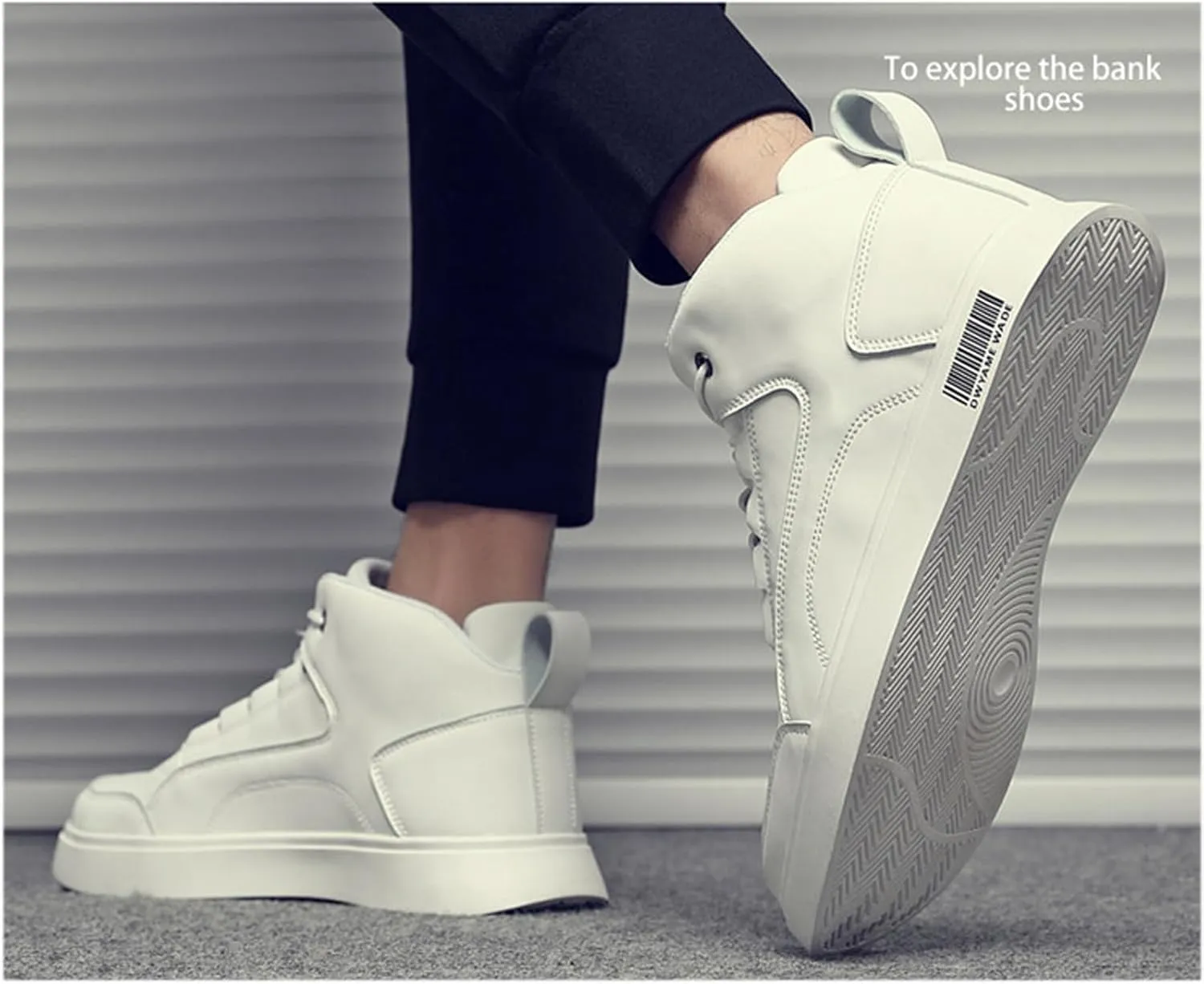 Men's Leather High Top Lace Up Fashion Sneakers Casual Non-Slip Flat Ankle Boots Comfort Walking Travel Shoes