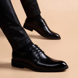 Men's Leather Oxfords Shoes Mens Pointed Toe Dress Shoes Classic Formal Business Brogue Shoes for Men(6.5)