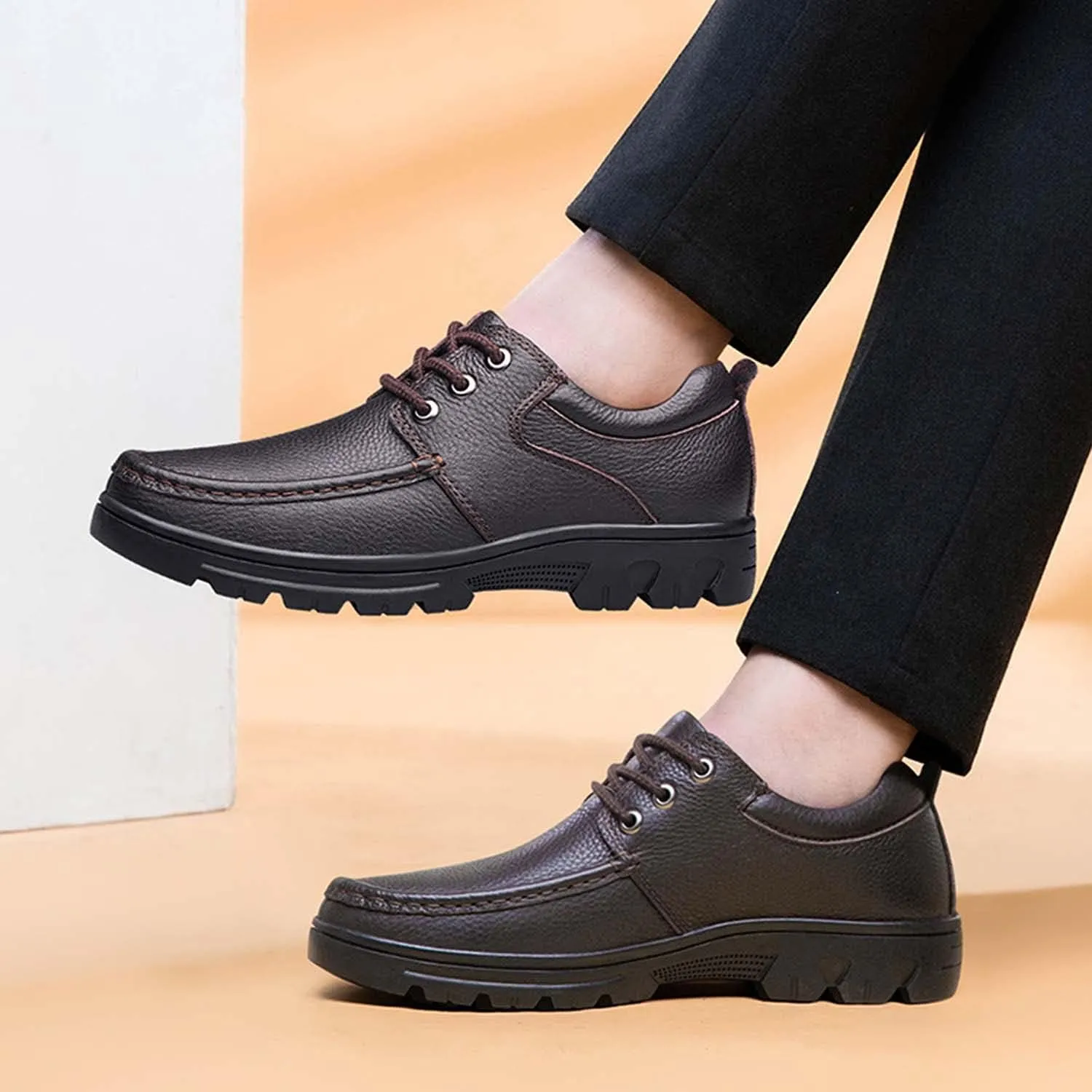 Men's Oxford Lace-up Dress Shoes Oversized Formal Modern Classic Business Casual Leather Shoes