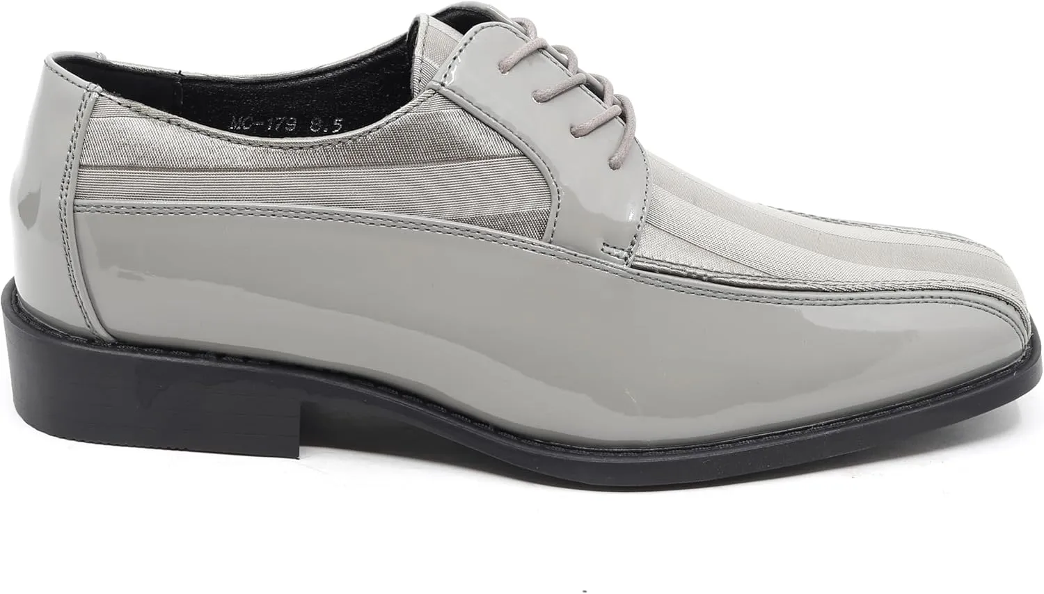 Men's Oxford Lace up Striped Satin Patent Tuxedo Dress Shoes MC-179
