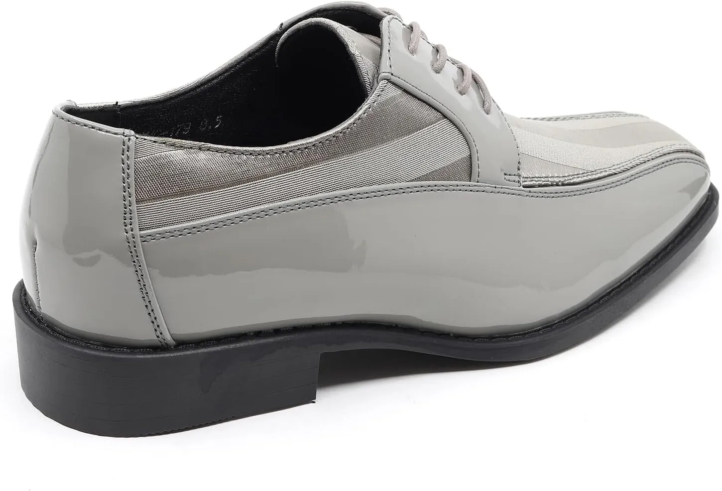 Men's Oxford Lace up Striped Satin Patent Tuxedo Dress Shoes MC-179