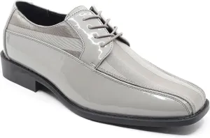 Men's Oxford Lace up Striped Satin Patent Tuxedo Dress Shoes MC-179