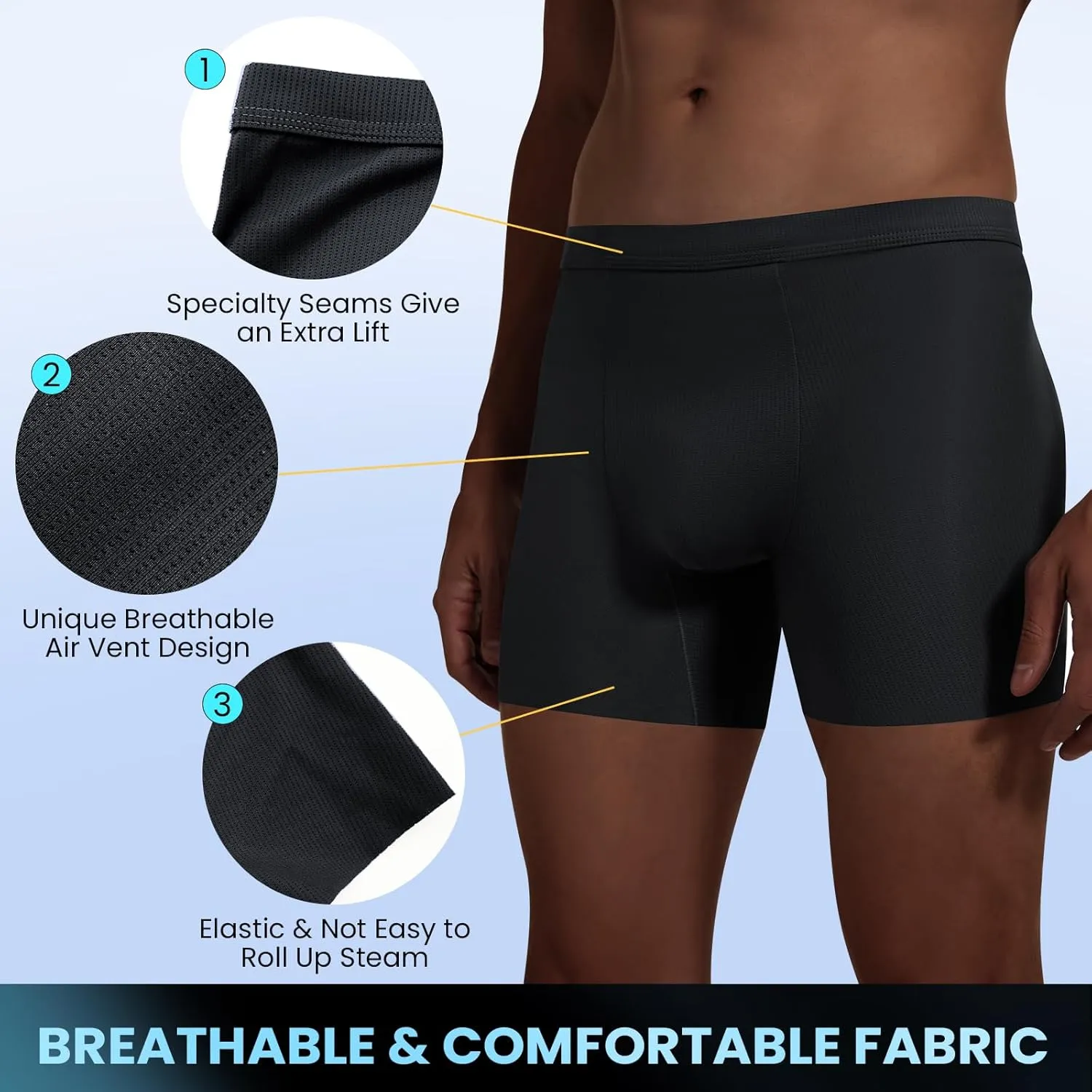 Men's Padded Underwear Boxer Briefs Tummy Control Body Shaper Shapewear Enhance Butt Lifter