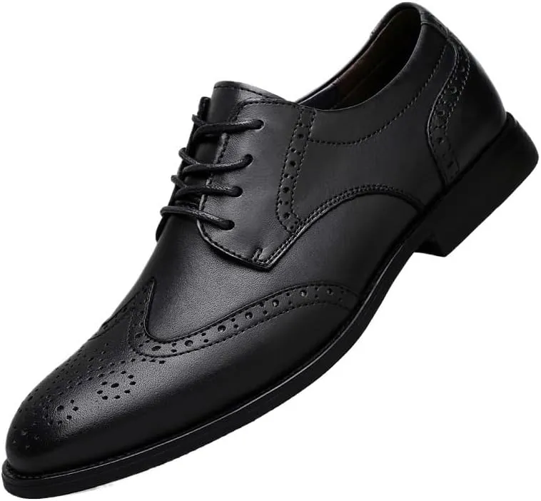 Men's Patent Leather Dress Shoes Lace-Up Formal Dress Shoes for Wedding Classic Oxfords Shoes(Black,6.5)