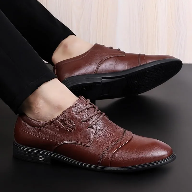 Men's Patent Leather Dress Shoes Men Comfortable Casual Business Non-Slip Softsole Walking Oxford Shoes