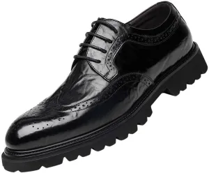 Men's Platform Leather Oxfords Luxury Formal Derby Shoes for Men Casual Work Office Business Brogue Shoes