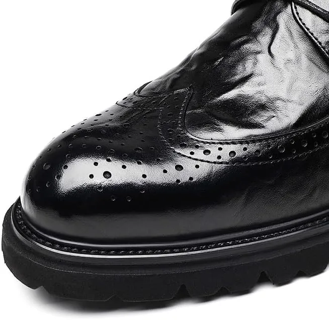 Men's Platform Leather Oxfords Luxury Formal Derby Shoes for Men Casual Work Office Business Brogue Shoes