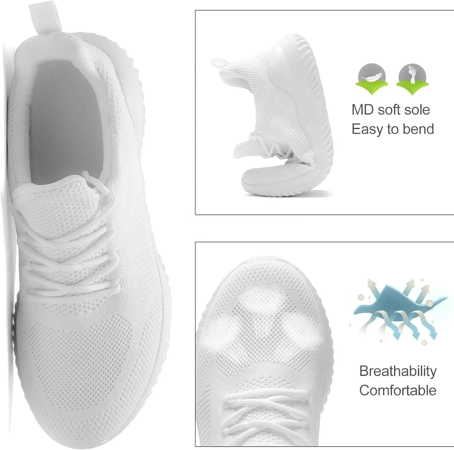 Mens Running Shoes Slip on Walking Tennis Sneakers Lightweight Breathable Mesh Workout Casual Sports Shoes Soft Sole