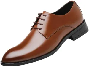 Men's Shiny Patent Leather Dress Shoes Hand Stitched Business Formal Derby Shoes Mens Breathable Comfortable Business Lace Up Oxford Shoes(Brown,10.5)