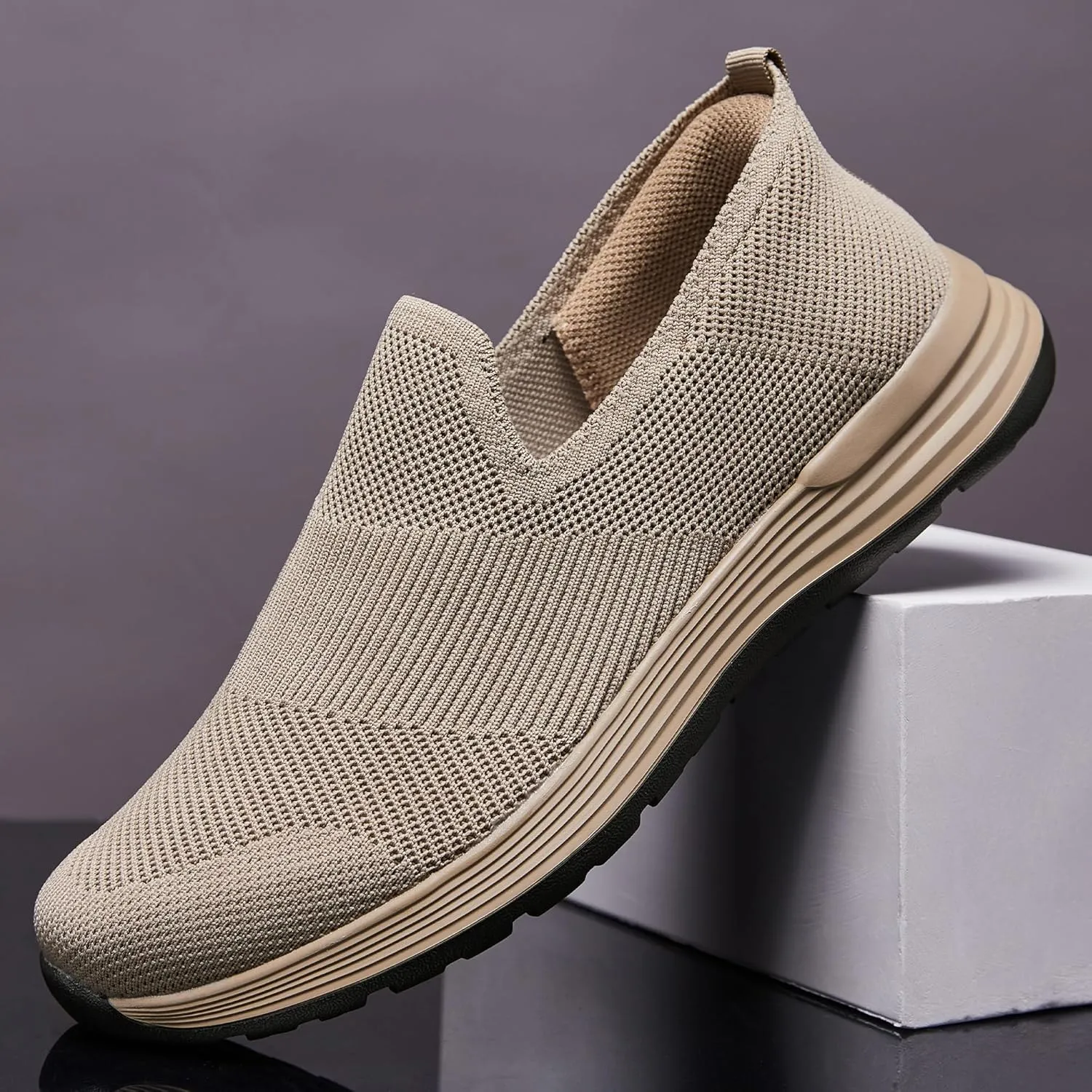 Men's Slip-On Loafers，Textile Materials，Comfort Flex Sole，Free and Convenient to wear Casual Walking Shoes
