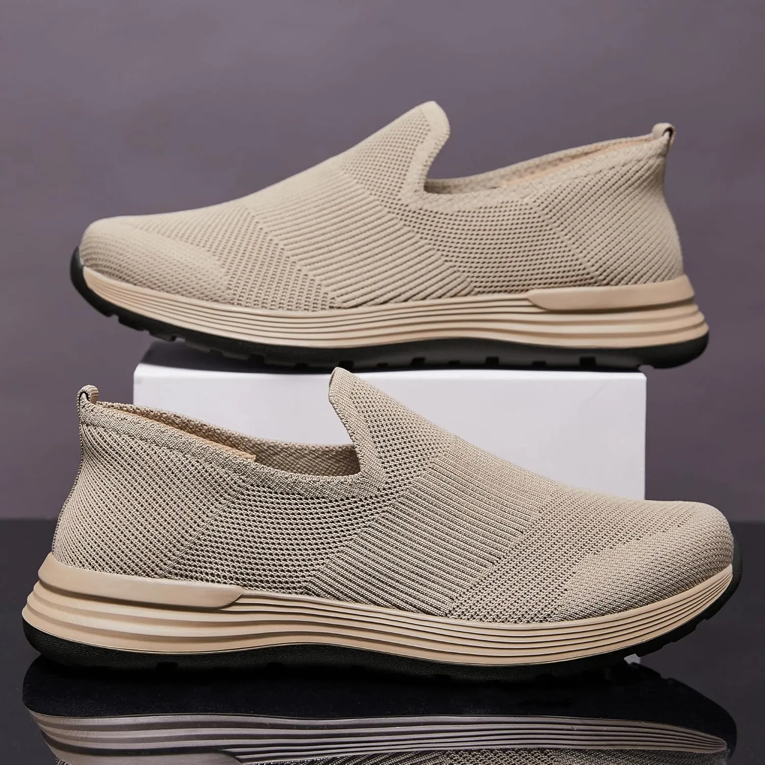 Men's Slip-On Loafers，Textile Materials，Comfort Flex Sole，Free and Convenient to wear Casual Walking Shoes