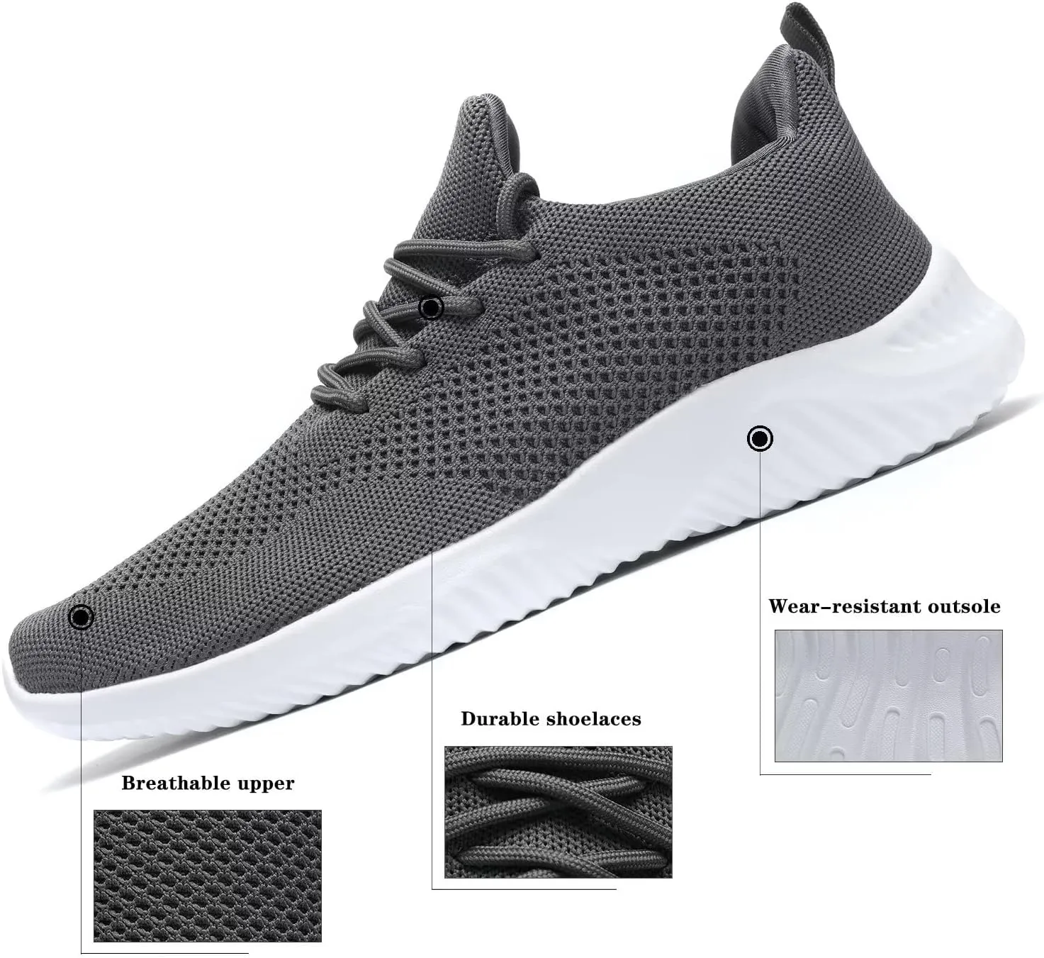 Mens Slip-on Tennis Shoes Walking Running Sneakers Lightweight Breathable Casual Soft Sole Mesh Work Gym Trainers