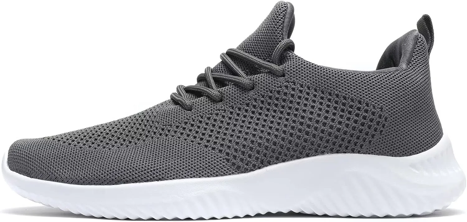 Mens Slip-on Tennis Shoes Walking Running Sneakers Lightweight Breathable Casual Soft Sole Mesh Work Gym Trainers