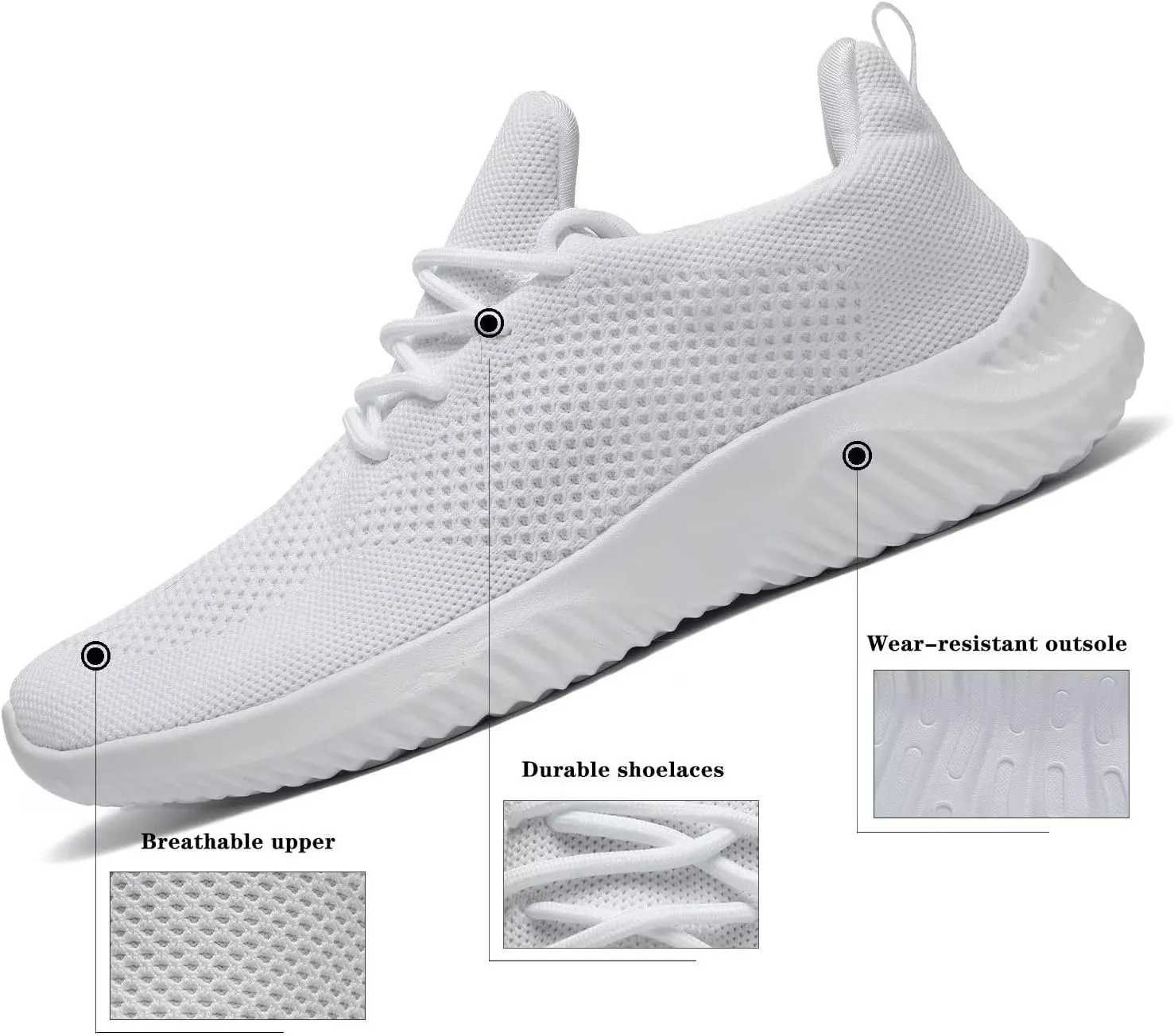 Mens Slip-on Tennis Shoes Walking Running Sneakers Lightweight Breathable Casual Soft Sole Mesh Work Gym Trainers