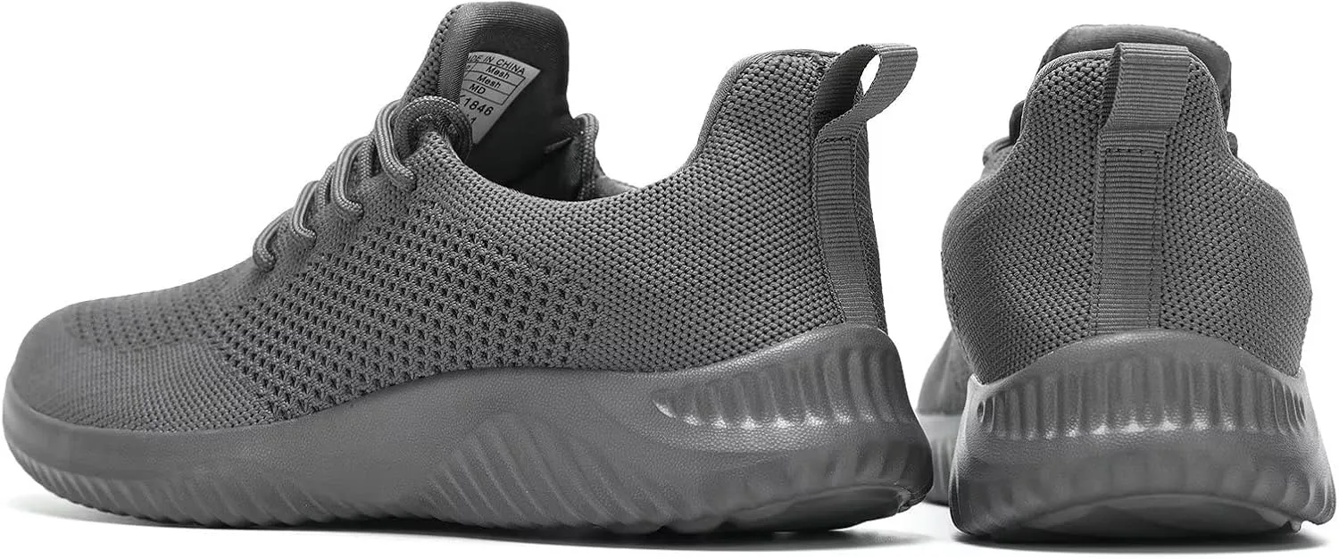 Mens Slip-on Tennis Shoes Walking Running Sneakers Lightweight Breathable Casual Soft Sole Mesh Work Gym Trainers
