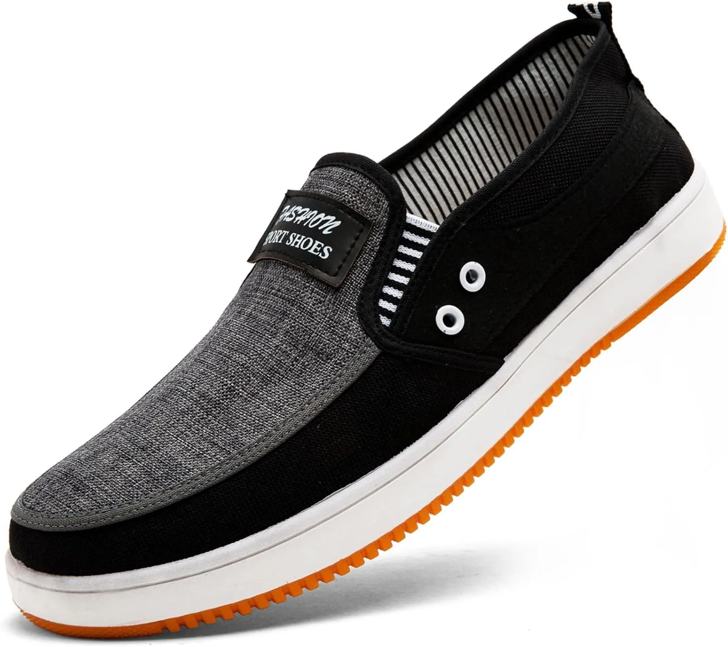 Men's Slip-Resistant Breathable Canvas Loafers - Lightweight Slip-On Casual Boat Shoes Fishing Walking Driving All-Season Low-Cut Wear-Resistant Footwear