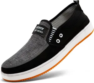 Men's Slip-Resistant Breathable Canvas Loafers - Lightweight Slip-On Casual Boat Shoes Fishing Walking Driving All-Season Low-Cut Wear-Resistant Footwear