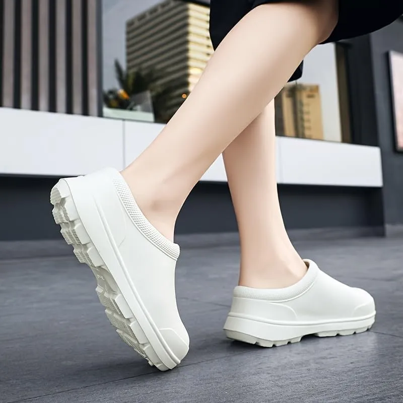 Men's Solid Closed Toe EVA Shoes - Oil Proof Non-Slip Slip On Chef Shoes for Kitchen, Hospital and More