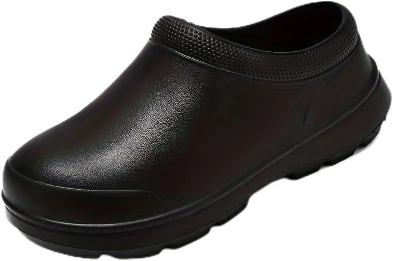 Men's Solid Closed Toe EVA Shoes - Oil Proof Non-Slip Slip On Chef Shoes for Kitchen, Hospital and More