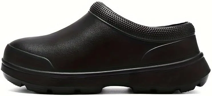 Men's Solid Closed Toe EVA Shoes - Oil Proof Non-Slip Slip On Chef Shoes for Kitchen, Hospital and More