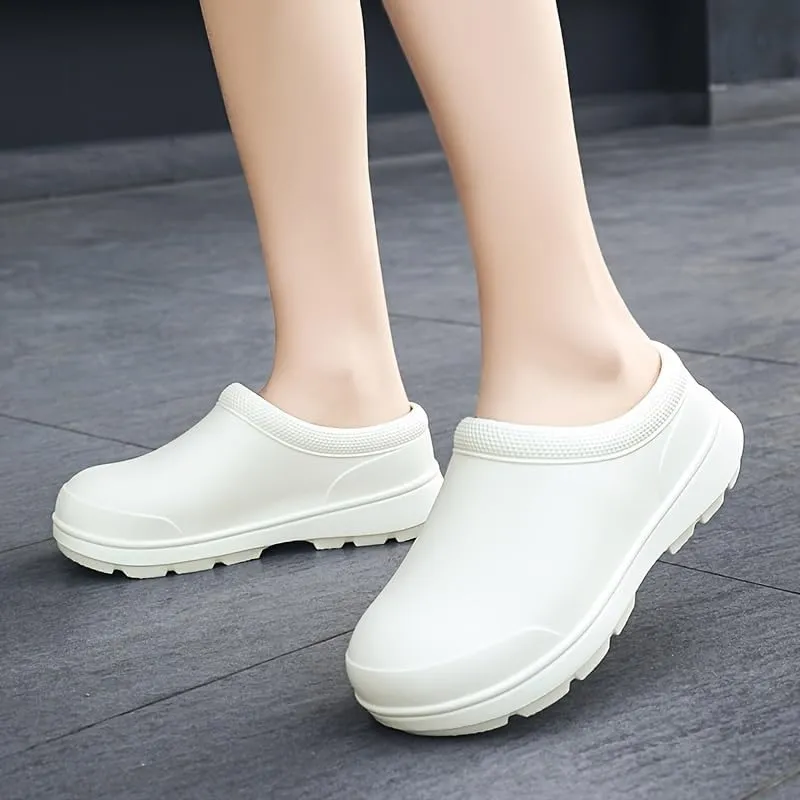 Men's Solid Closed Toe EVA Shoes - Oil Proof Non-Slip Slip On Chef Shoes for Kitchen, Hospital and More