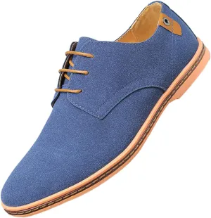 Men's Suede Oxford Shoes Formal Casual Walking Shoes Men's Suede Dress Shoes Casual Lace-Up Oxford Shoes (Blue,10)