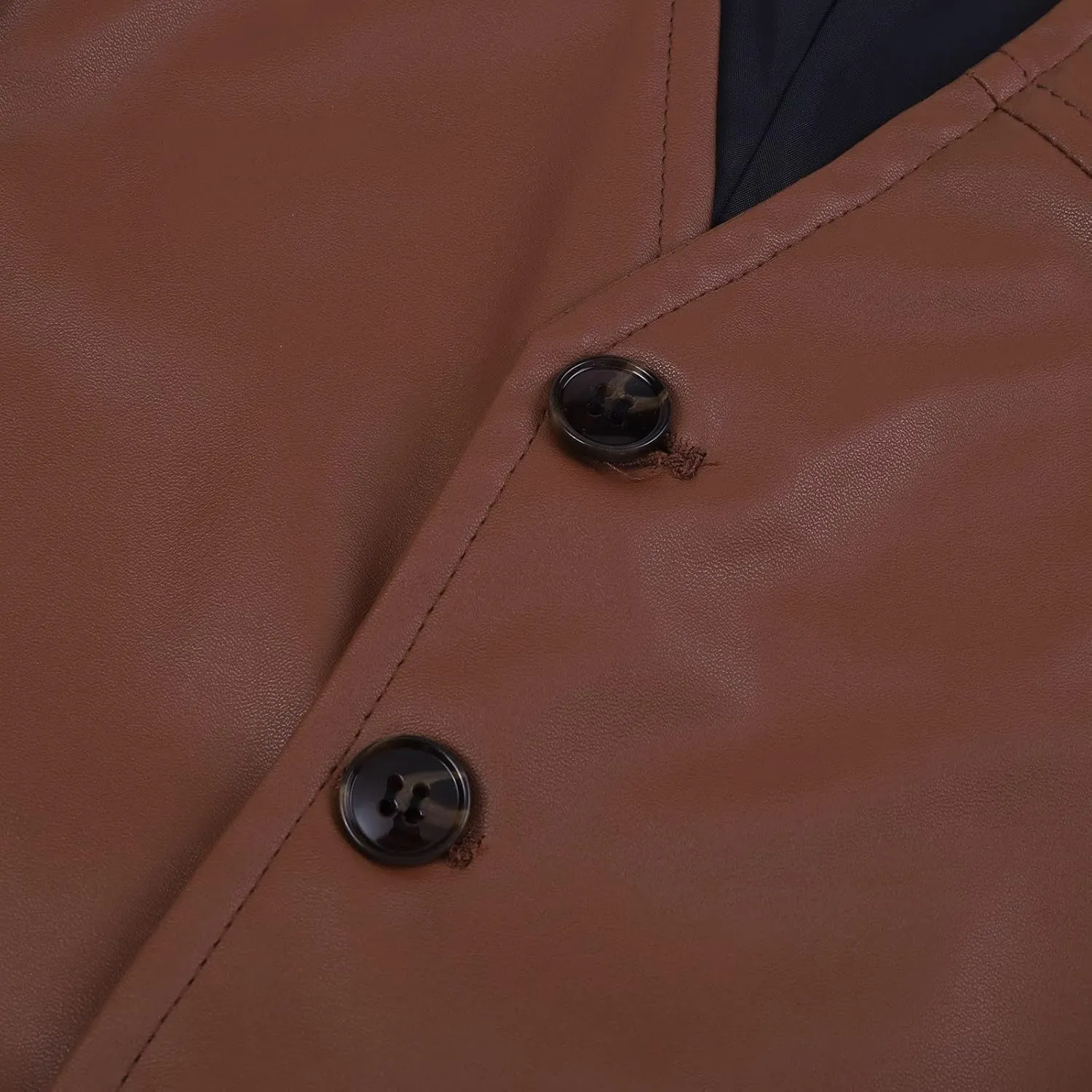 Mens Vests Leather V Neck Pocket Retro Color Vest Blouse With Button Purple Vest Brown Vest Men Black Mens Dress
