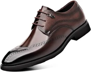 Men's Vintage Leather Lace Up Platform Oxfords Shoes Mens Classic Formal Dress Shoes Casual Derby Shoe for Men