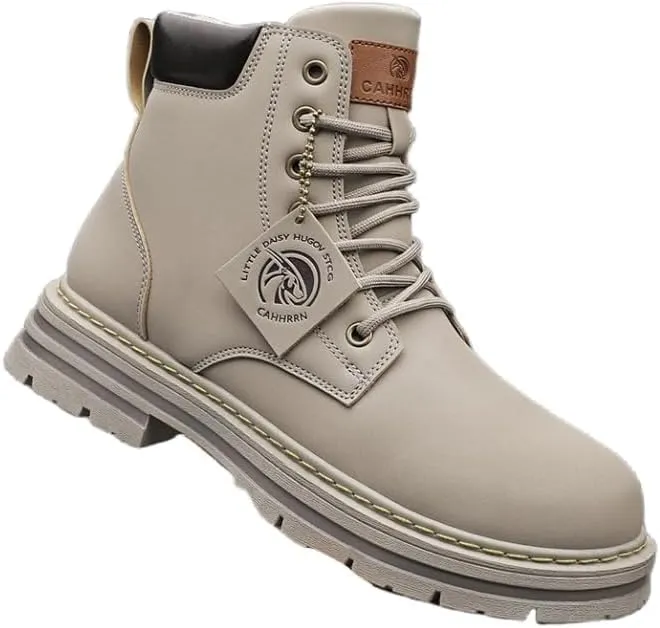 Mens Water Resistant Leather Work Boots Casual Boots for Men Men's Anti-Slip Wear-Resistant Fashion Hiking Boots