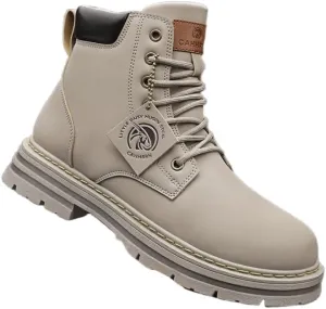 Mens Water Resistant Leather Work Boots Casual Boots for Men Men's Anti-Slip Wear-Resistant Fashion Hiking Boots