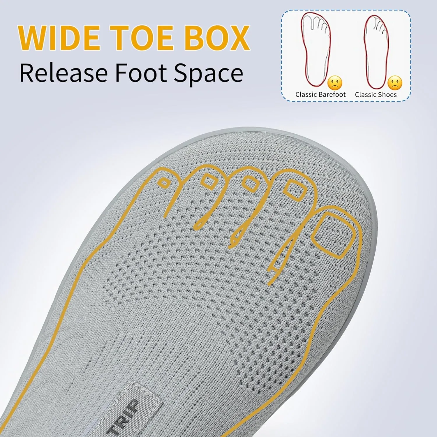 Men's Wide Slip On Minimalist Barefoot Walking Shoes Cross-Trainer Sneaker Lightweight Breathable Trail Running