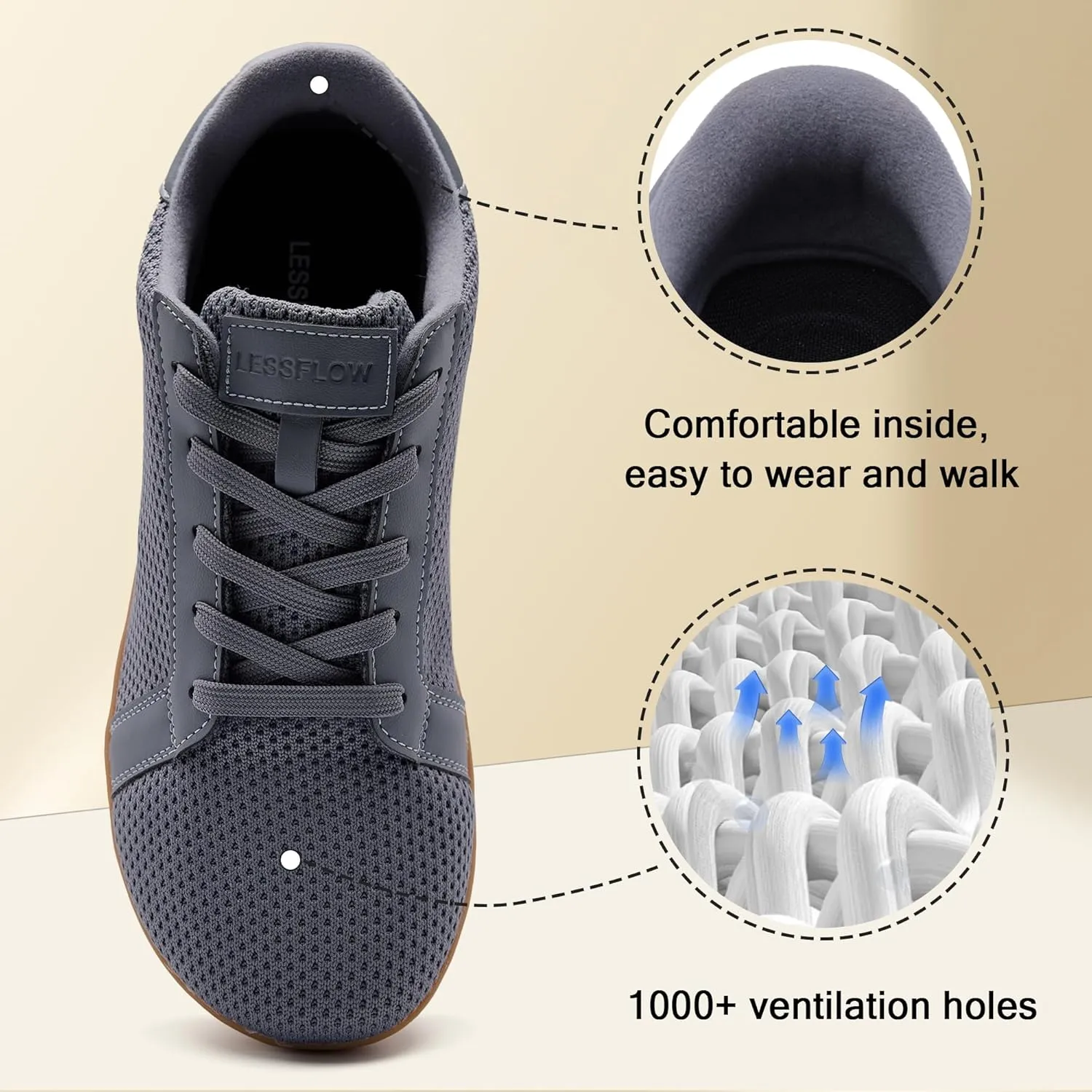Men's Wide Walking Shoes Barefoot Sneakers Minimalist Running Shoes Zero Drop Sole Trainer Breathable Casual Athletic Shoe