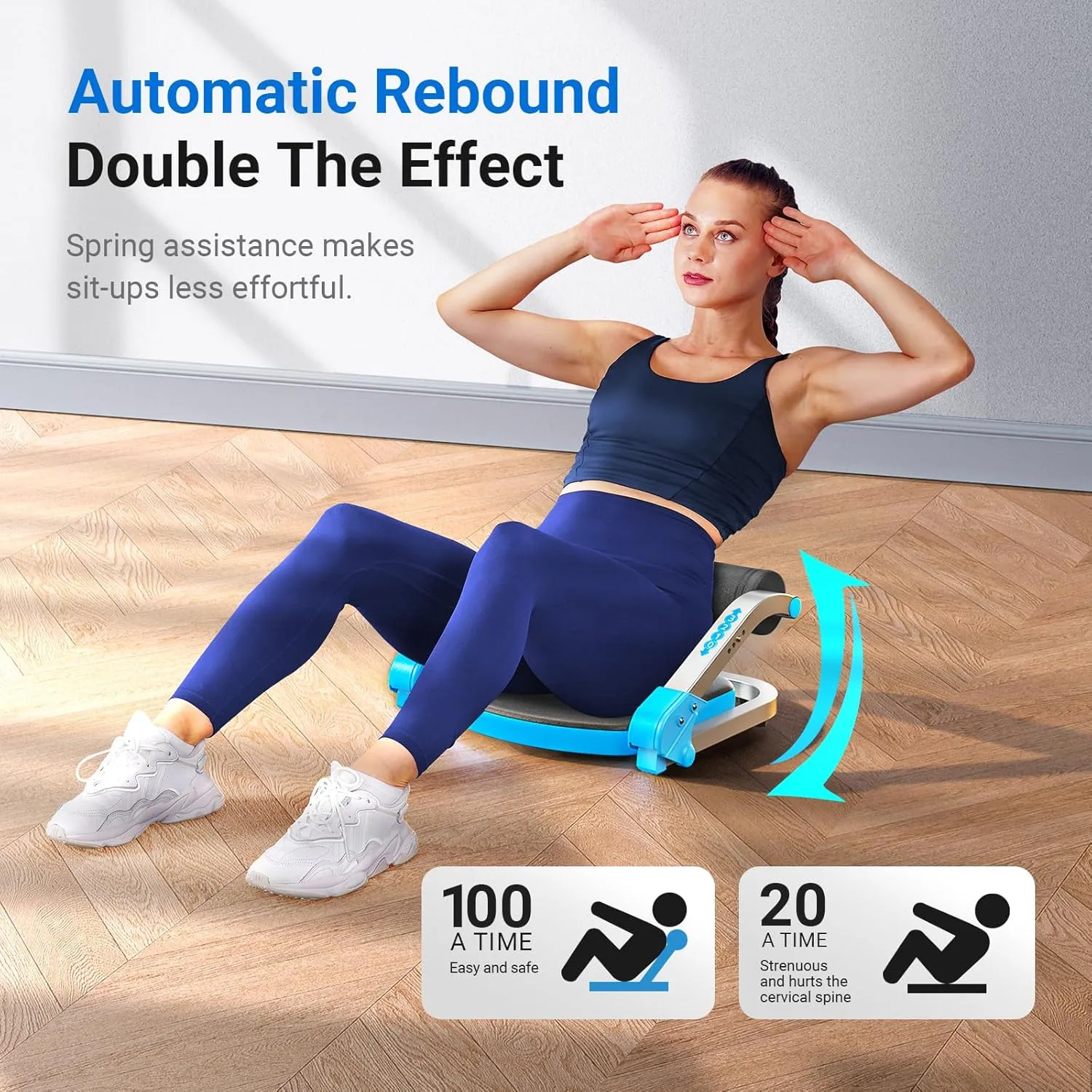 MERACH Ab Machine for Home Gym, Adjustable Ab Trainer with 3 Resistance Levels, Sit Up Exercise Equipment for Core Workout, Automatic Rebound Ab Crunch Machine, Ab Workout Equipment for Home Fitness