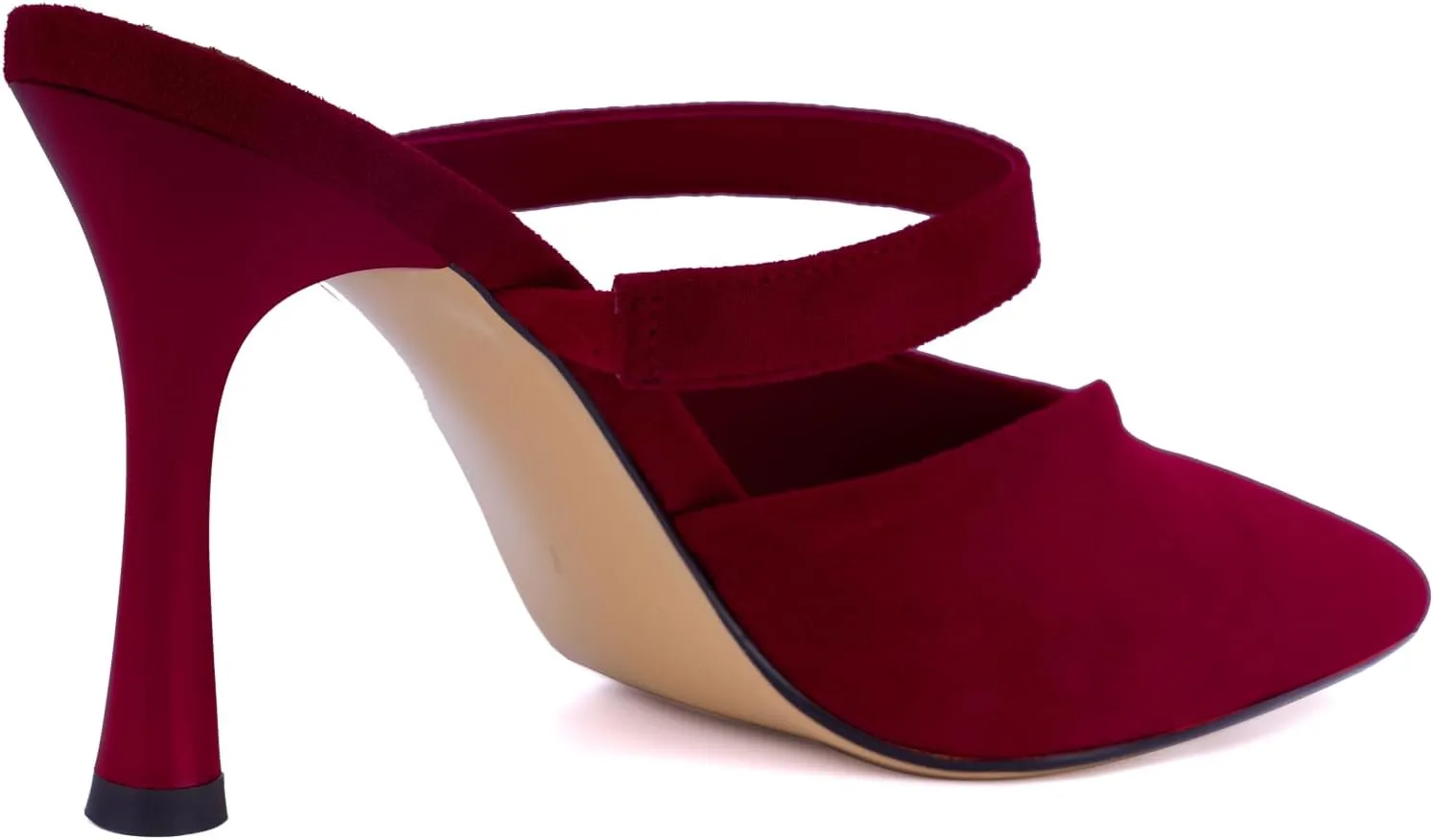Mesh Pointed Toe Mule Heels for Women Slip On Kitten Heels Sandals Closed Toe Dress Pumps