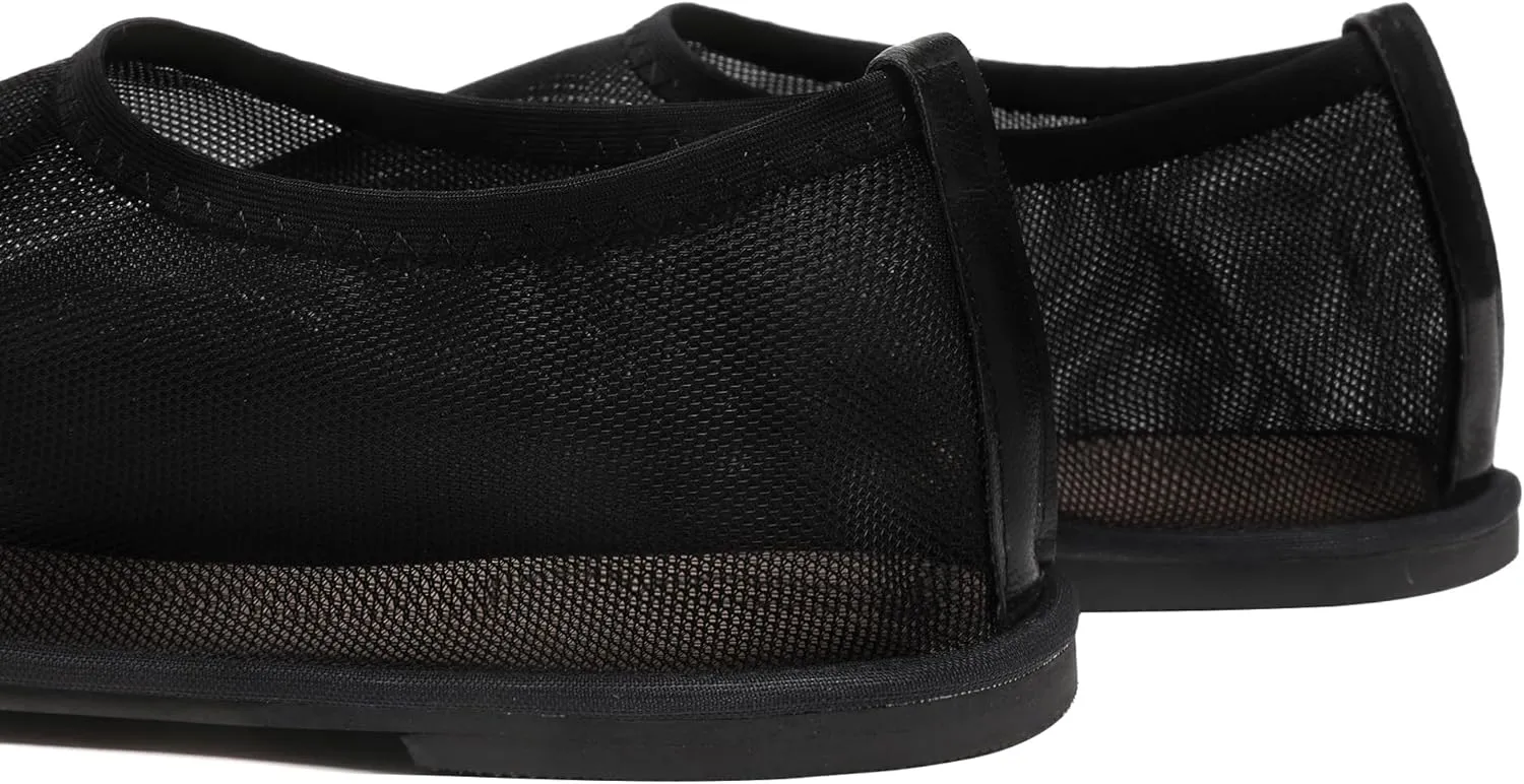 Mesh Sock Ballet Flats for Women Nylon Tulle Slip on Mary Jane Flats Sheer Comfortable Casual Dress Ballerina Shoes