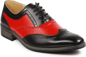 Metrocharm MC118 Men's Two Tone Perforated Wing Tip Lace Up Oxford Dress Shoes