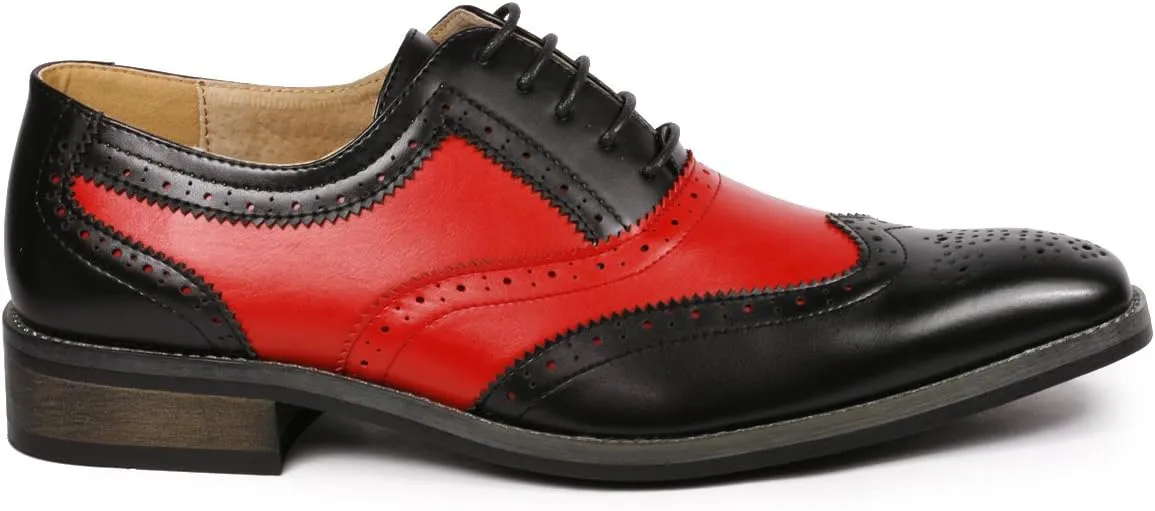 Metrocharm MC118 Men's Two Tone Perforated Wing Tip Lace Up Oxford Dress Shoes