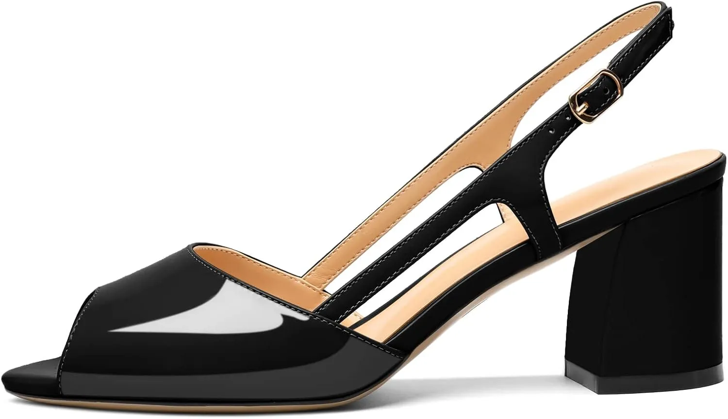 Mettesally Womens Slingback Chunky Heels Pumps Peep Open Toe Low Heels Ankle Strap Wedding Bridal Prom Dress Shoes