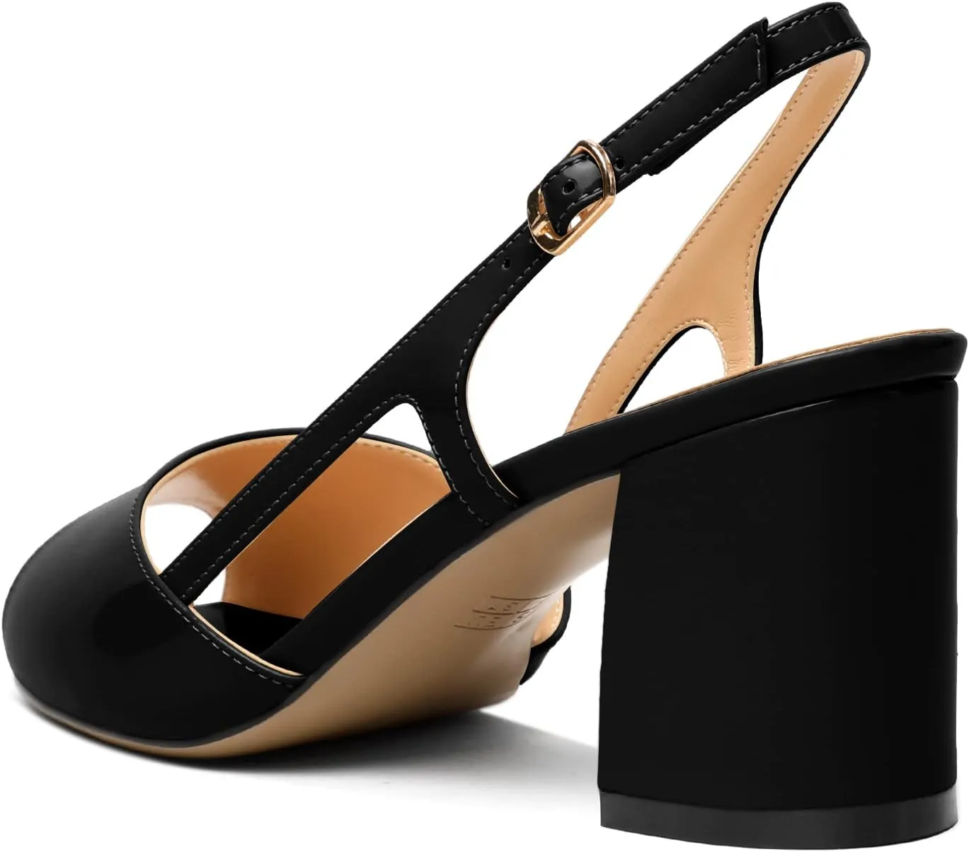 Mettesally Womens Slingback Chunky Heels Pumps Peep Open Toe Low Heels Ankle Strap Wedding Bridal Prom Dress Shoes
