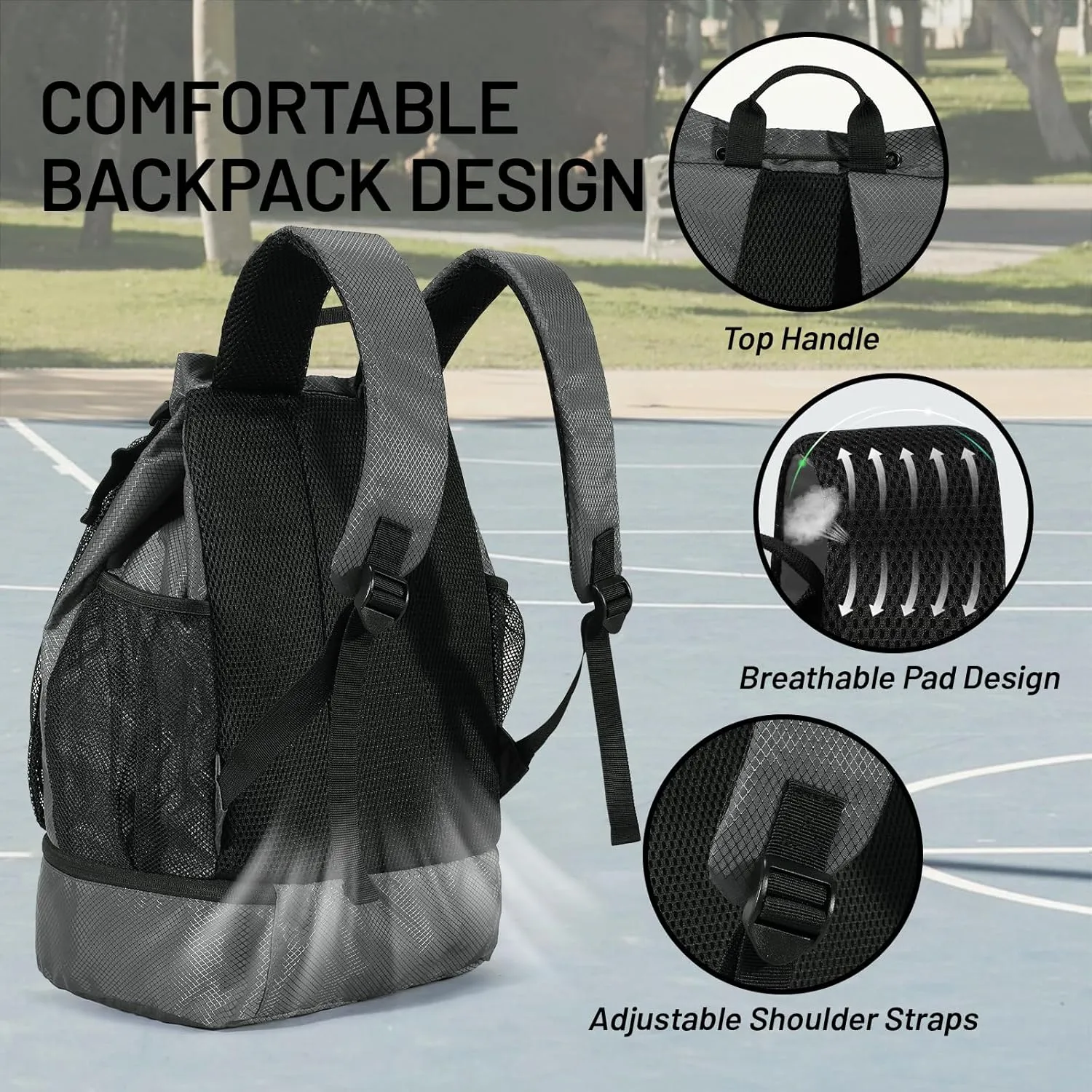 MIER Drawstring Basketball Backpack Soccer Bag with Shoe Compartment & Mesh Pocket Sports Gym String Backpack for Women Men, Lightweight