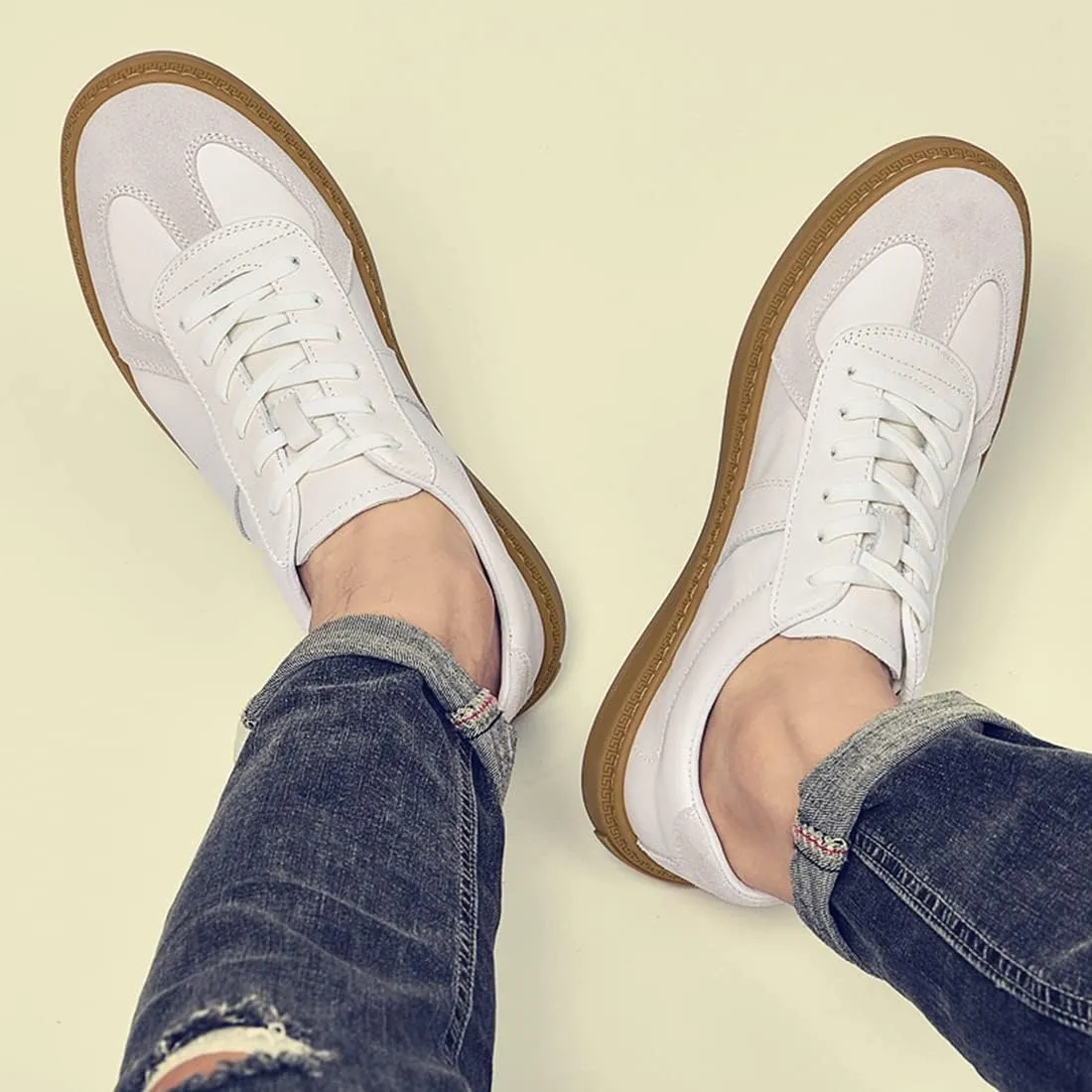 Minishion Mens Low Top Trainers Retro Block Fashion Sneakers