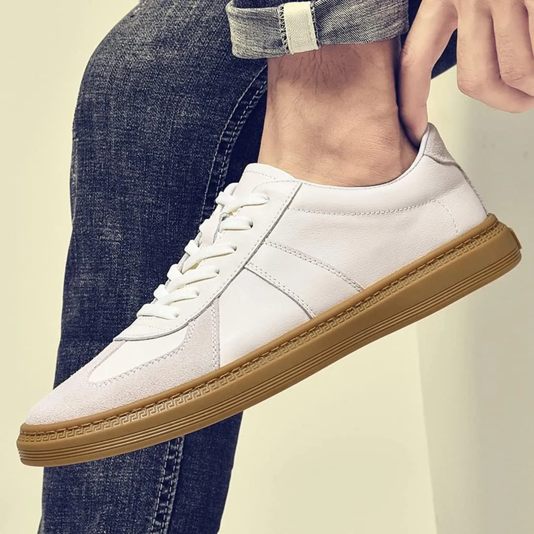 Minishion Mens Low Top Trainers Retro Block Fashion Sneakers