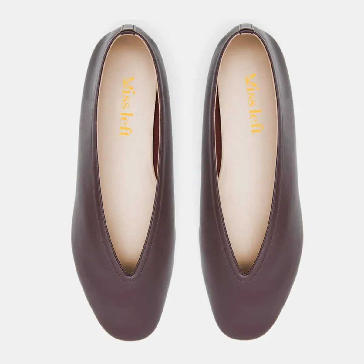 miss left Women Classic Closed Round Toe V-Cut Ballet Flats Comfortable Slip on Ballroom Dance Daily Commuting Shoes Size 4-16 US