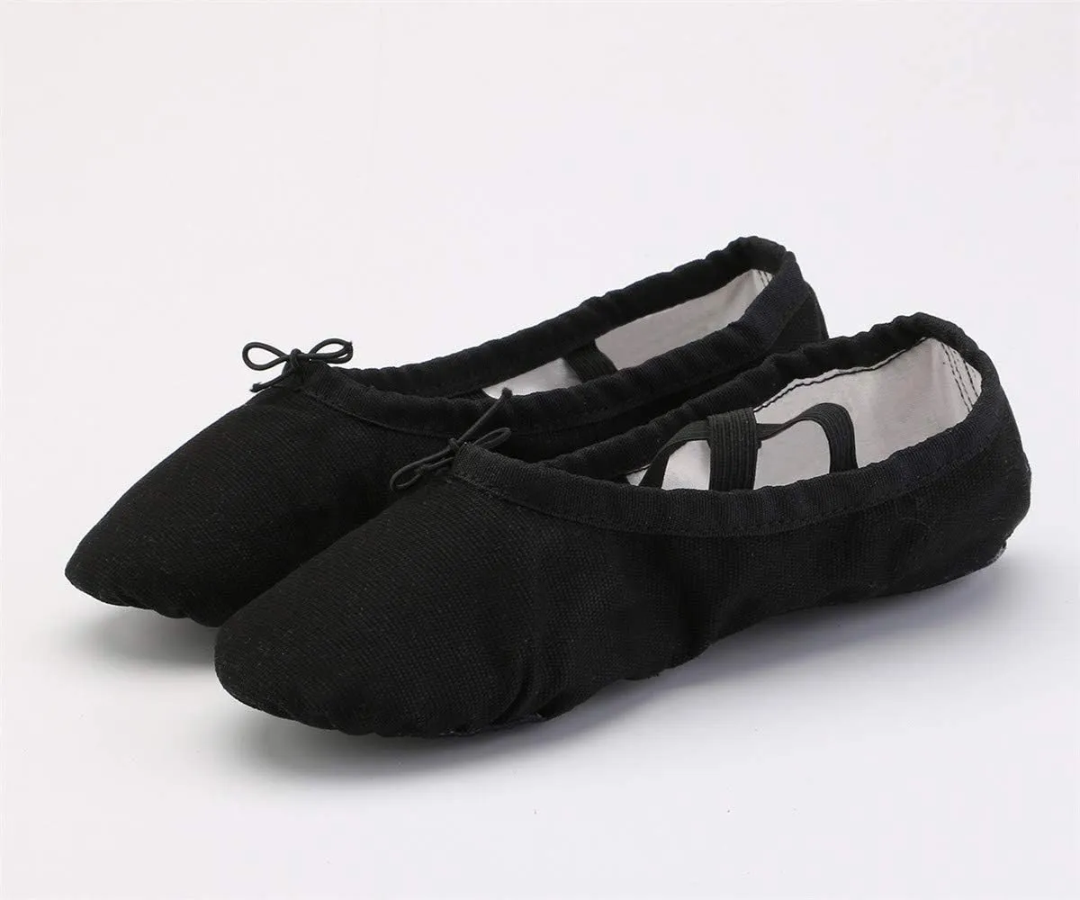 missfiona Women Canvas Ballet Slippers Dance Shoes Adult Practice Yoga Flat Belly Shoes